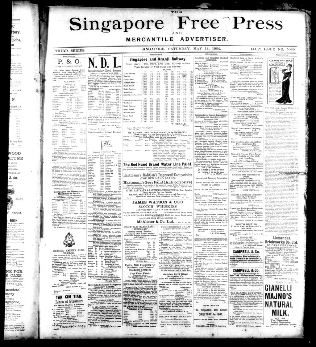 Miniature of Singapore Free Press and Mercantile Advertiser 14 May 1904