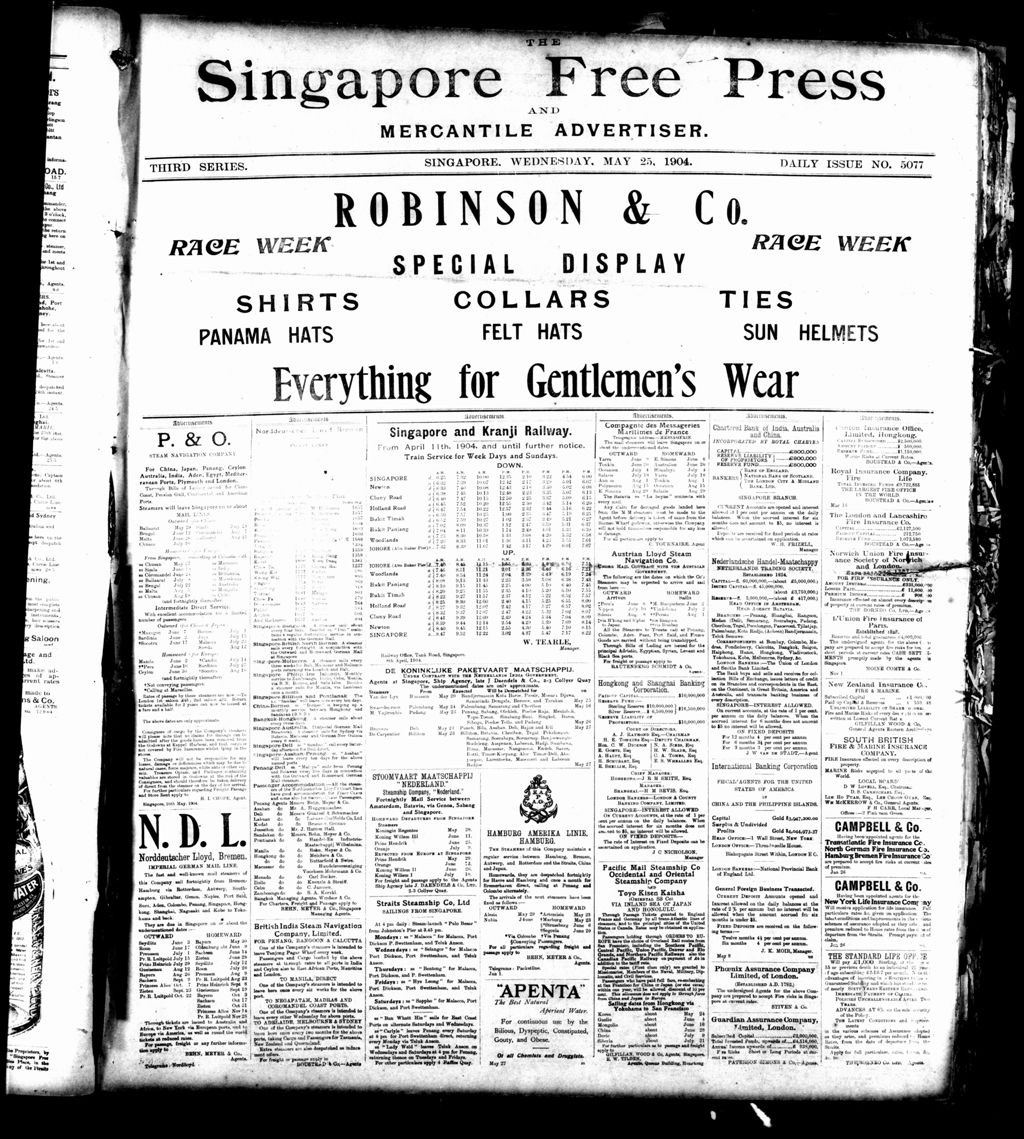 Miniature of Singapore Free Press and Mercantile Advertiser 25 May 1904