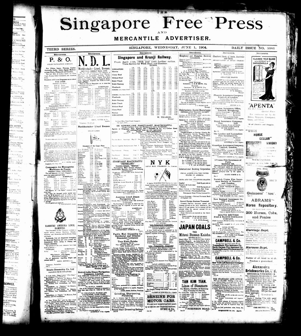 Miniature of Singapore Free Press and Mercantile Advertiser 01 June 1904