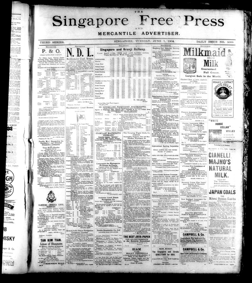 Miniature of Singapore Free Press and Mercantile Advertiser 07 June 1904