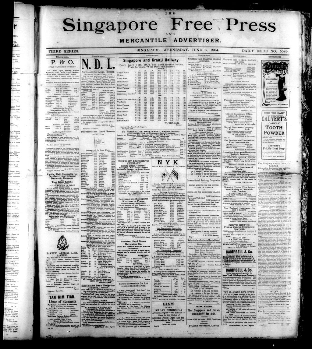 Miniature of Singapore Free Press and Mercantile Advertiser 08 June 1904