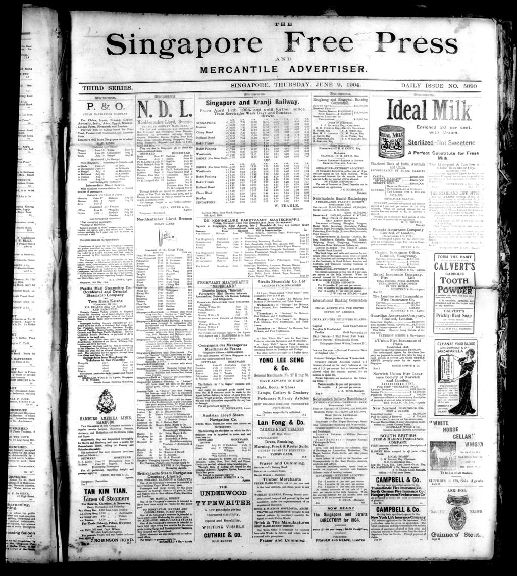 Miniature of Singapore Free Press and Mercantile Advertiser 09 June 1904