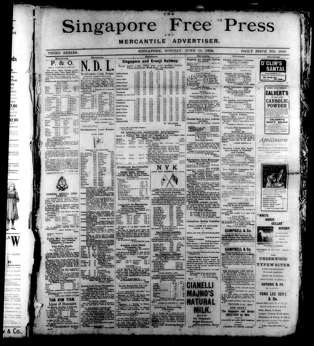 Miniature of Singapore Free Press and Mercantile Advertiser 13 June 1904