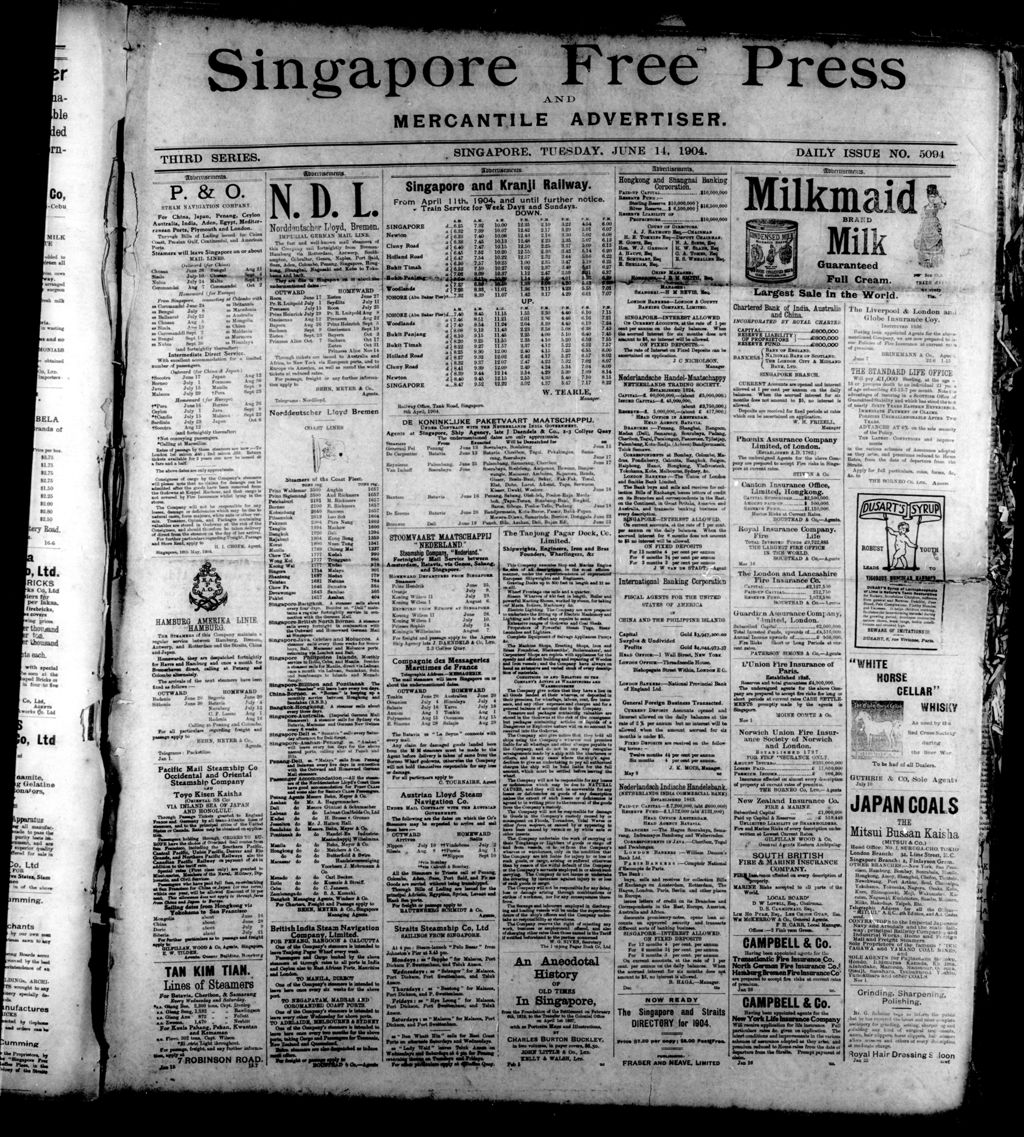 Miniature of Singapore Free Press and Mercantile Advertiser 14 June 1904