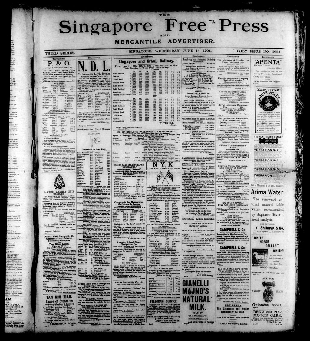 Miniature of Singapore Free Press and Mercantile Advertiser 15 June 1904