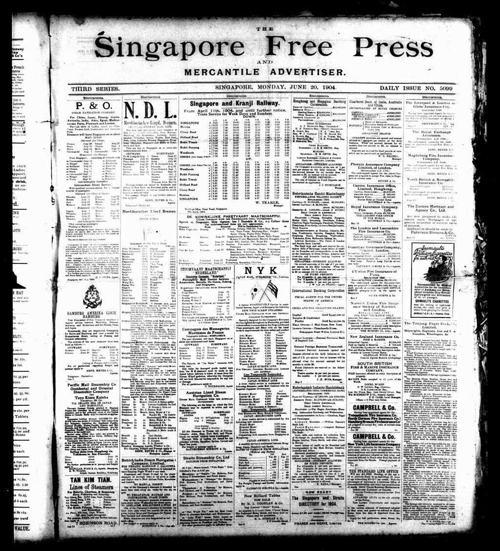 Miniature of Singapore Free Press and Mercantile Advertiser 20 June 1904