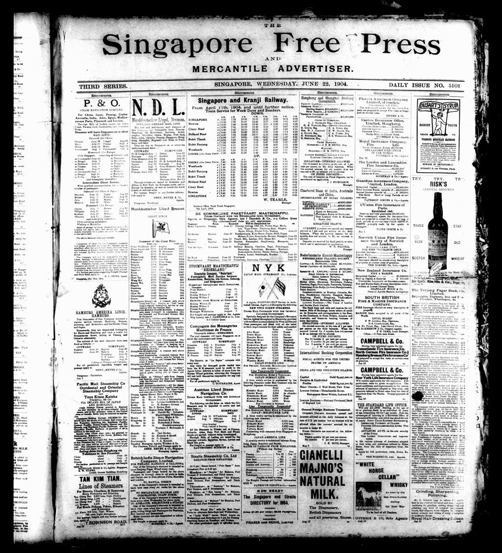 Miniature of Singapore Free Press and Mercantile Advertiser 22 June 1904