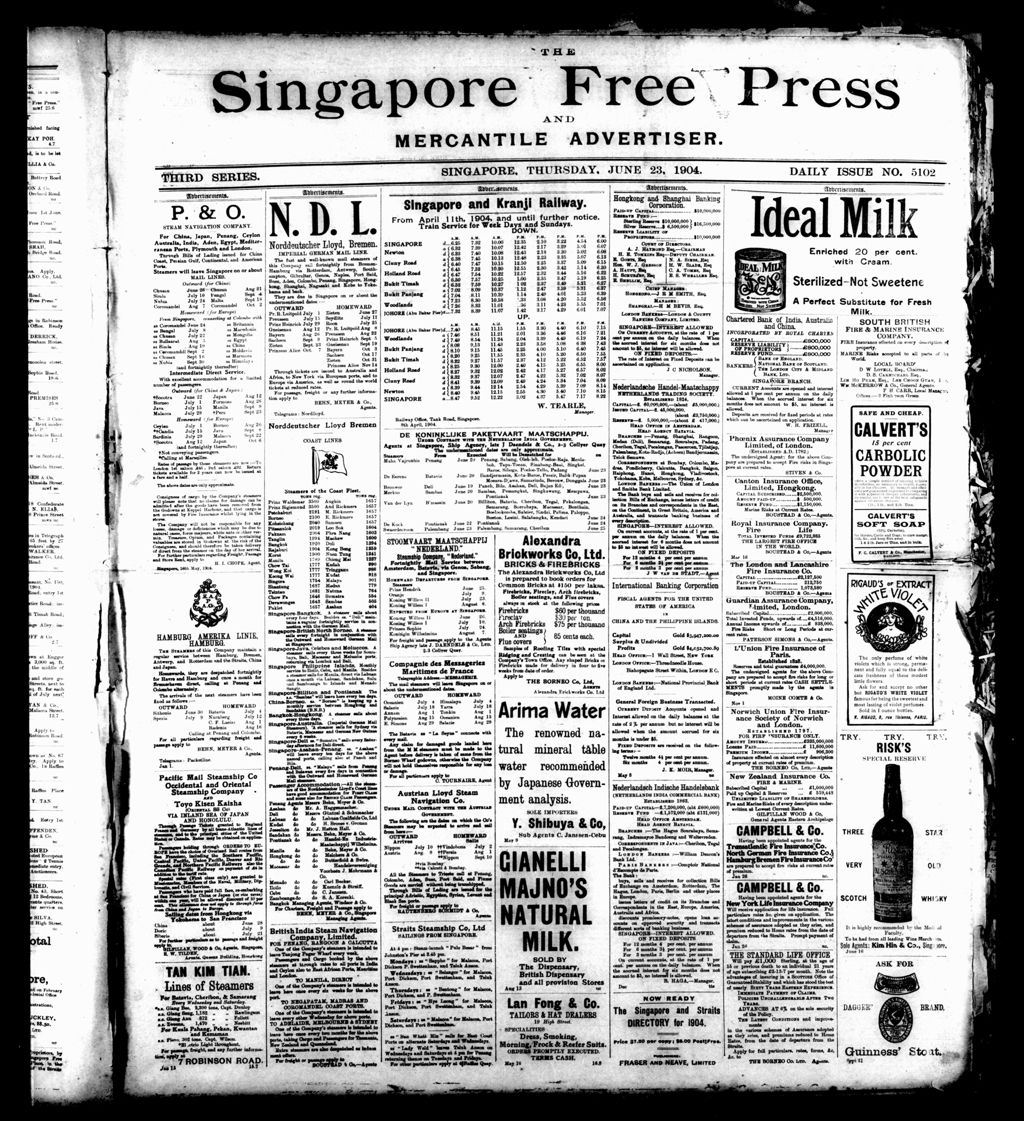 Miniature of Singapore Free Press and Mercantile Advertiser 23 June 1904