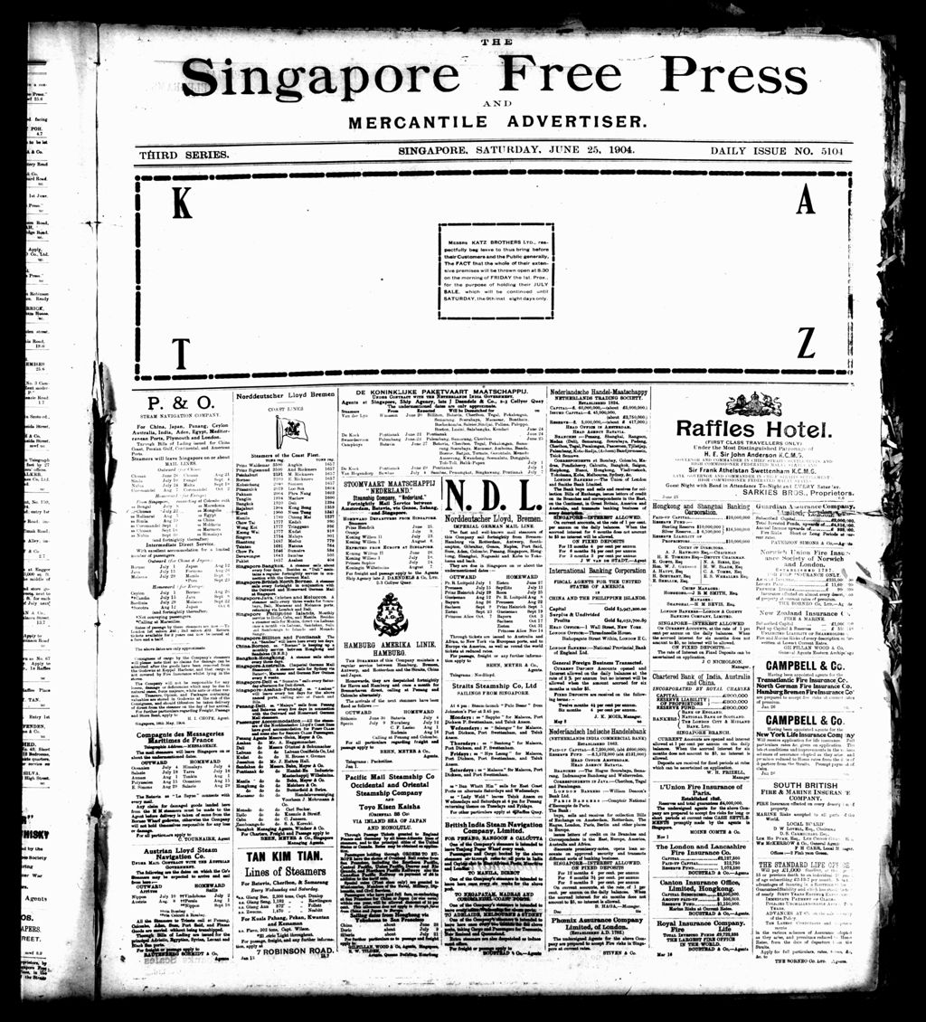 Miniature of Singapore Free Press and Mercantile Advertiser 25 June 1904