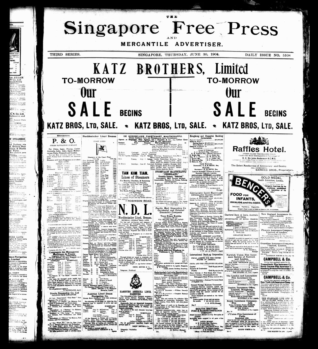 Miniature of Singapore Free Press and Mercantile Advertiser 30 June 1904