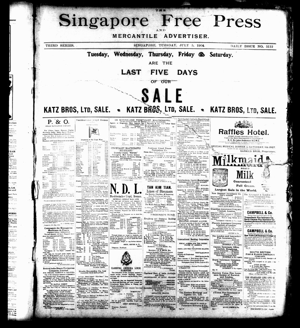 Miniature of Singapore Free Press and Mercantile Advertiser 05 July 1904