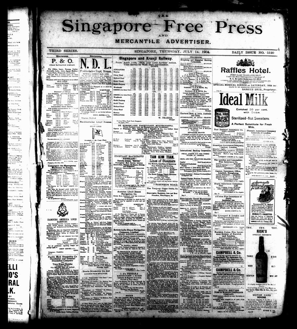 Miniature of Singapore Free Press and Mercantile Advertiser 14 July 1904