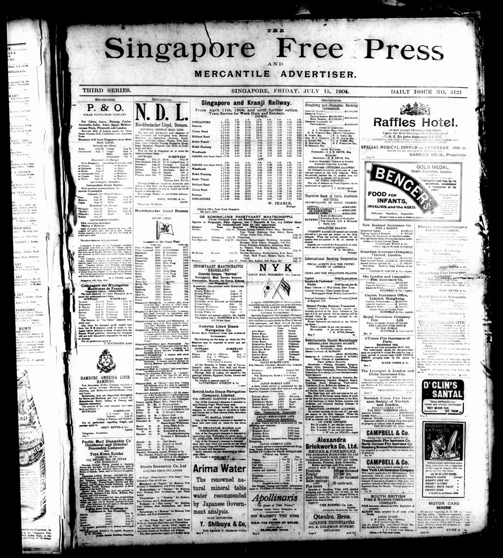 Miniature of Singapore Free Press and Mercantile Advertiser 15 July 1904