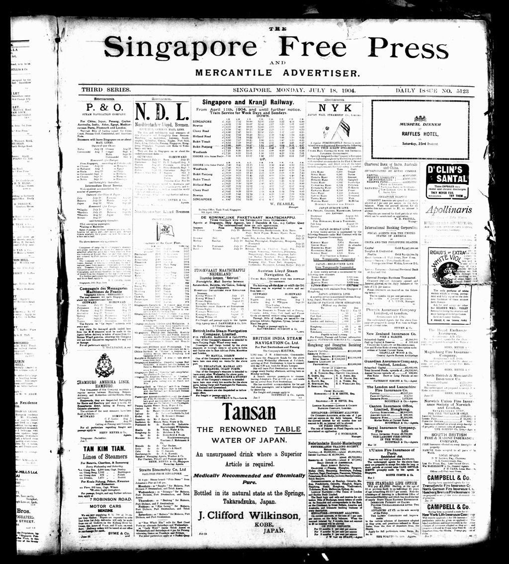 Miniature of Singapore Free Press and Mercantile Advertiser 18 July 1904