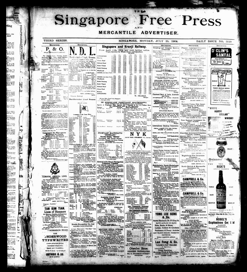 Miniature of Singapore Free Press and Mercantile Advertiser 25 July 1904