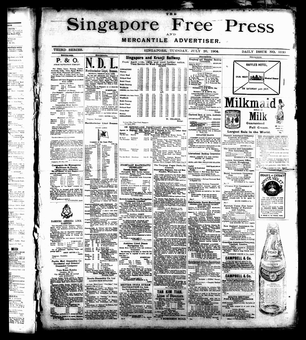 Miniature of Singapore Free Press and Mercantile Advertiser 26 July 1904