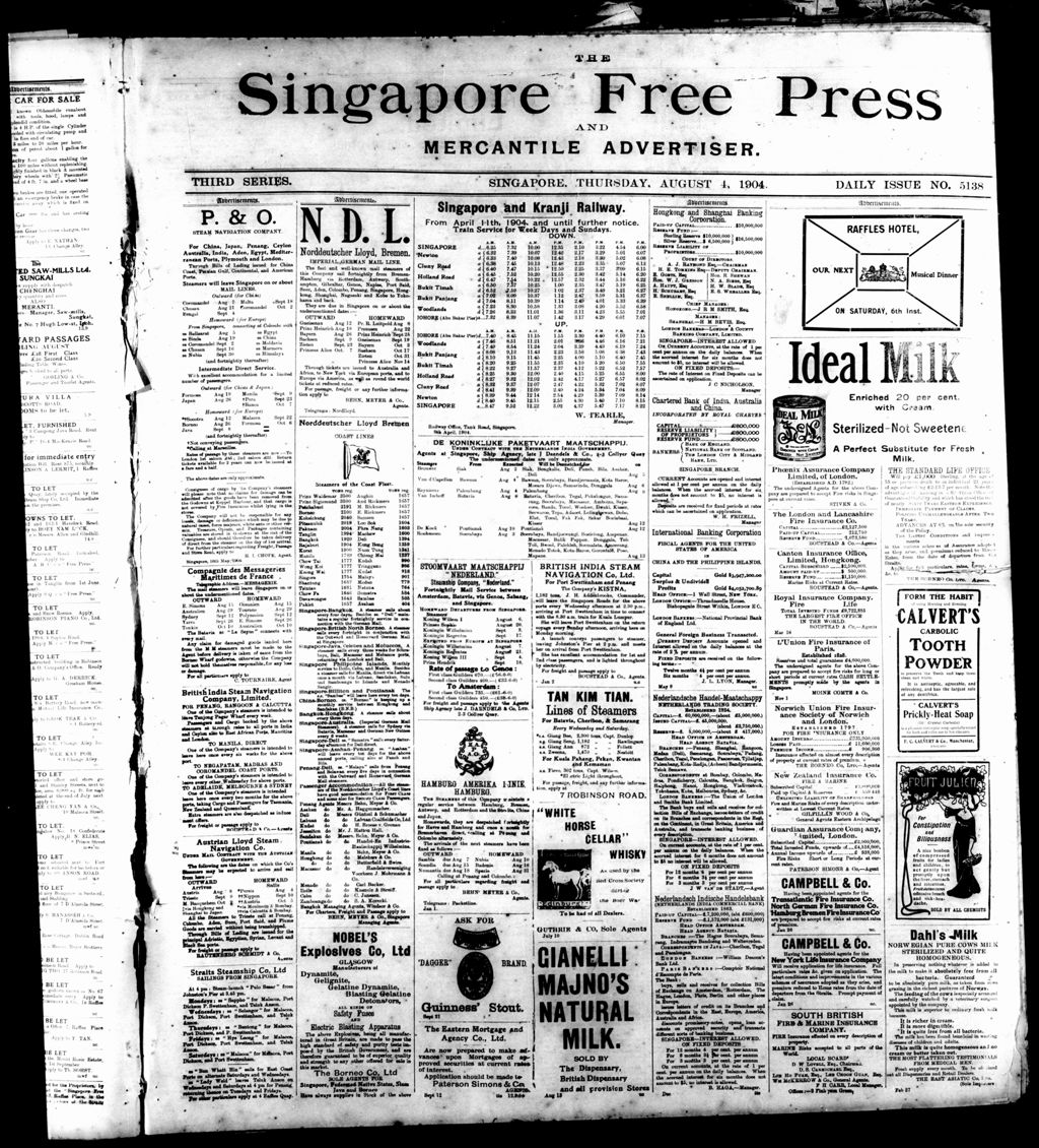 Miniature of Singapore Free Press and Mercantile Advertiser 04 August 1904