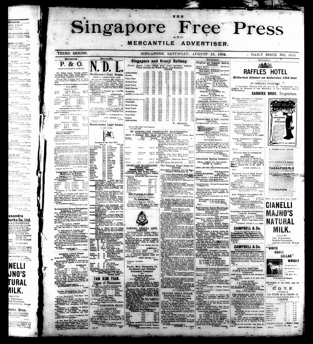 Miniature of Singapore Free Press and Mercantile Advertiser 13 August 1904