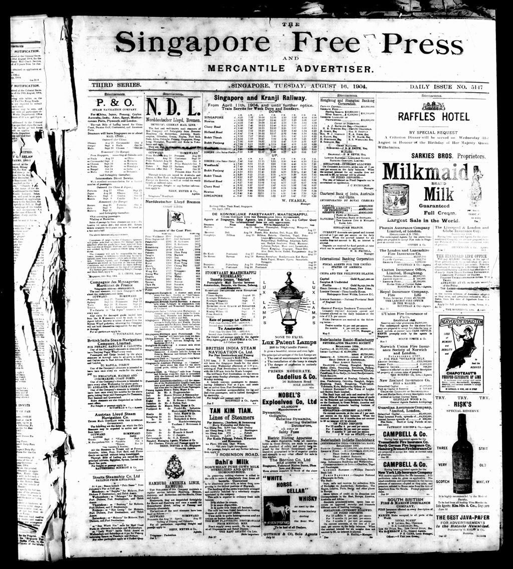 Miniature of Singapore Free Press and Mercantile Advertiser 16 August 1904