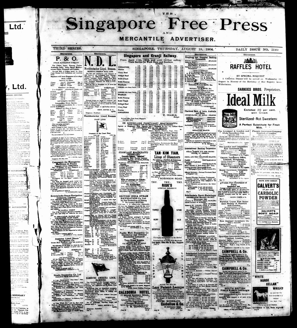 Miniature of Singapore Free Press and Mercantile Advertiser 18 August 1904