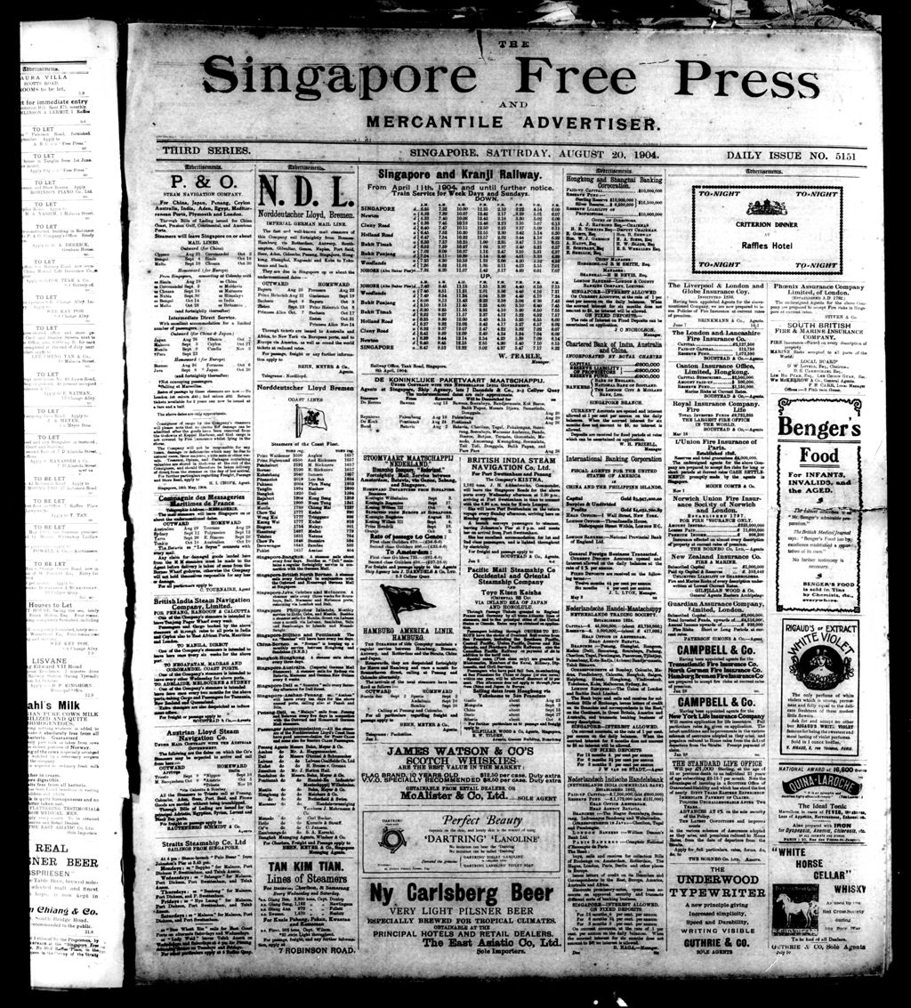 Miniature of Singapore Free Press and Mercantile Advertiser 20 August 1904