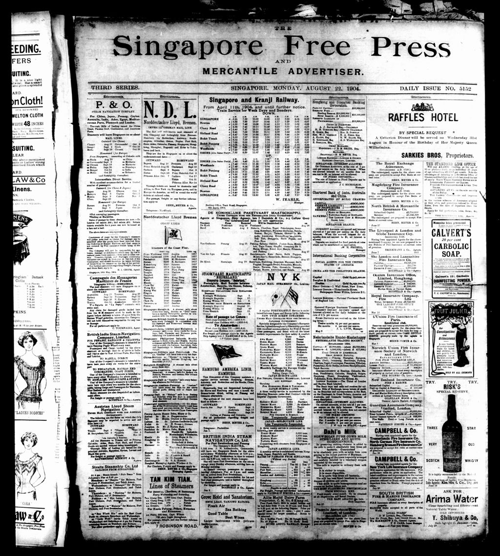 Miniature of Singapore Free Press and Mercantile Advertiser 22 August 1904