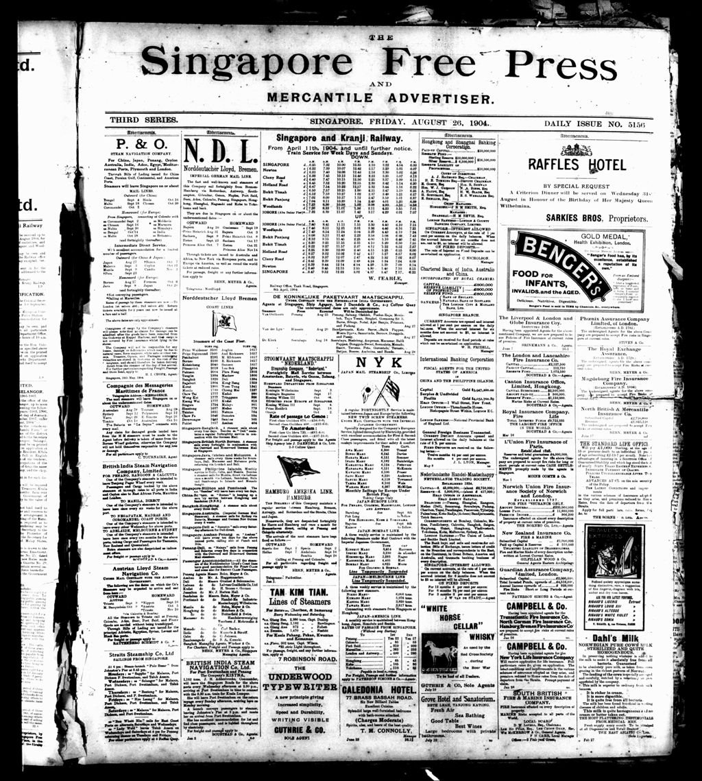 Miniature of Singapore Free Press and Mercantile Advertiser 26 August 1904