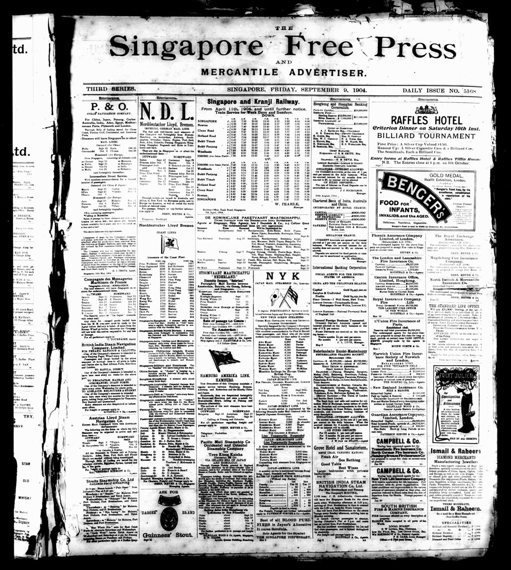 Miniature of Singapore Free Press and Mercantile Advertiser 09 September 1904