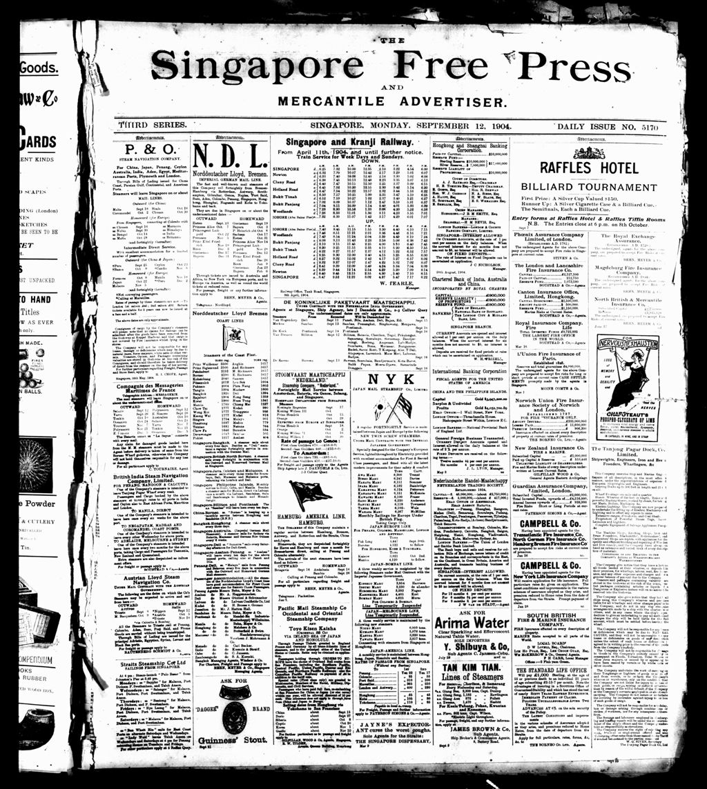 Miniature of Singapore Free Press and Mercantile Advertiser 12 September 1904