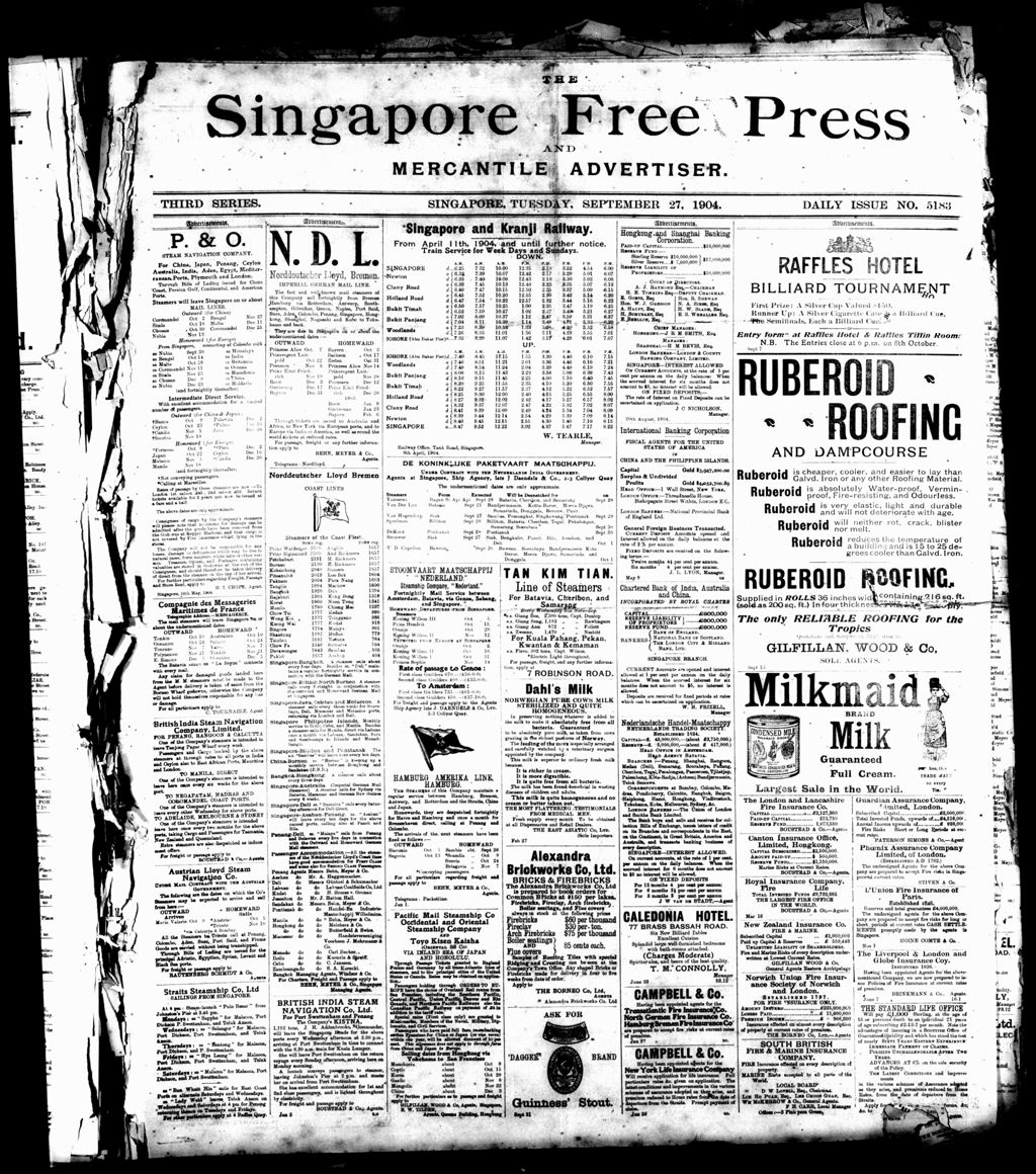 Miniature of Singapore Free Press and Mercantile Advertiser 27 September 1904