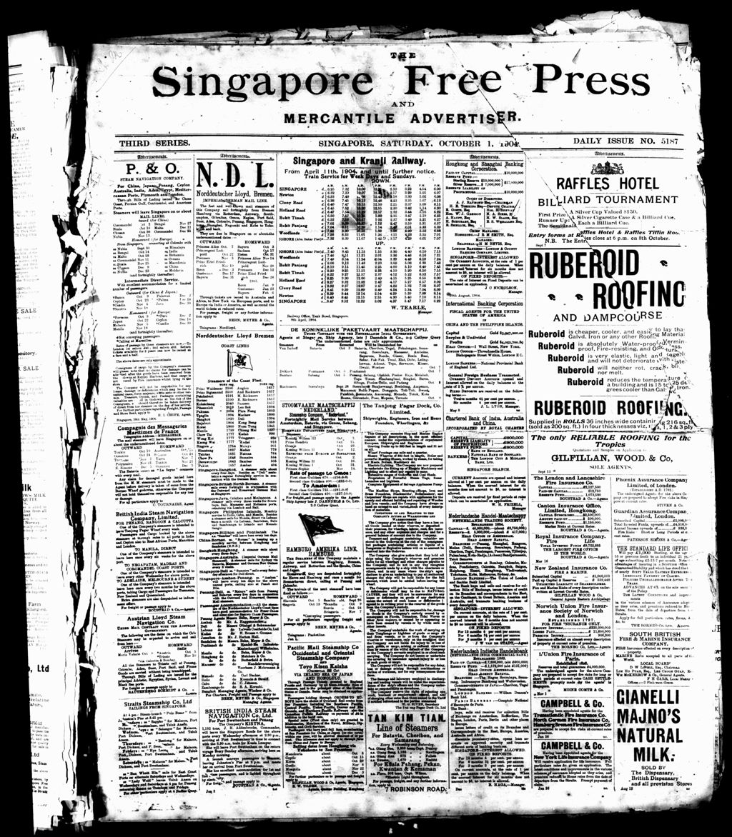 Miniature of Singapore Free Press and Mercantile Advertiser 01 October 1904