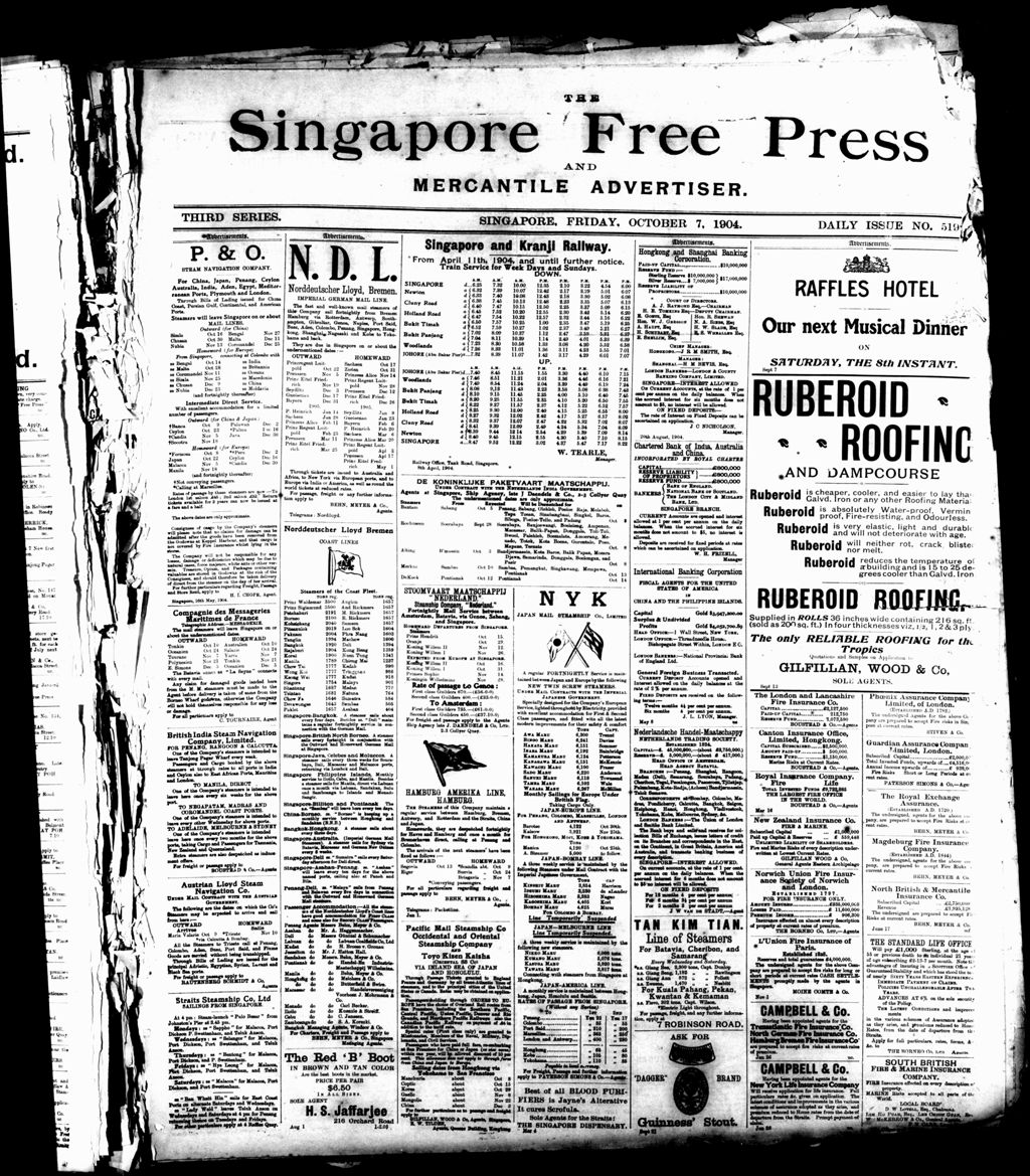 Miniature of Singapore Free Press and Mercantile Advertiser 07 October 1904