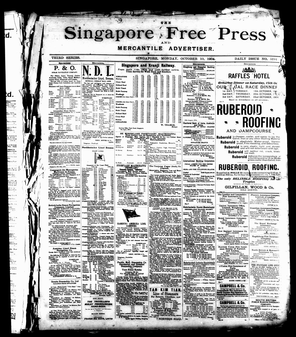 Miniature of Singapore Free Press and Mercantile Advertiser 10 October 1904