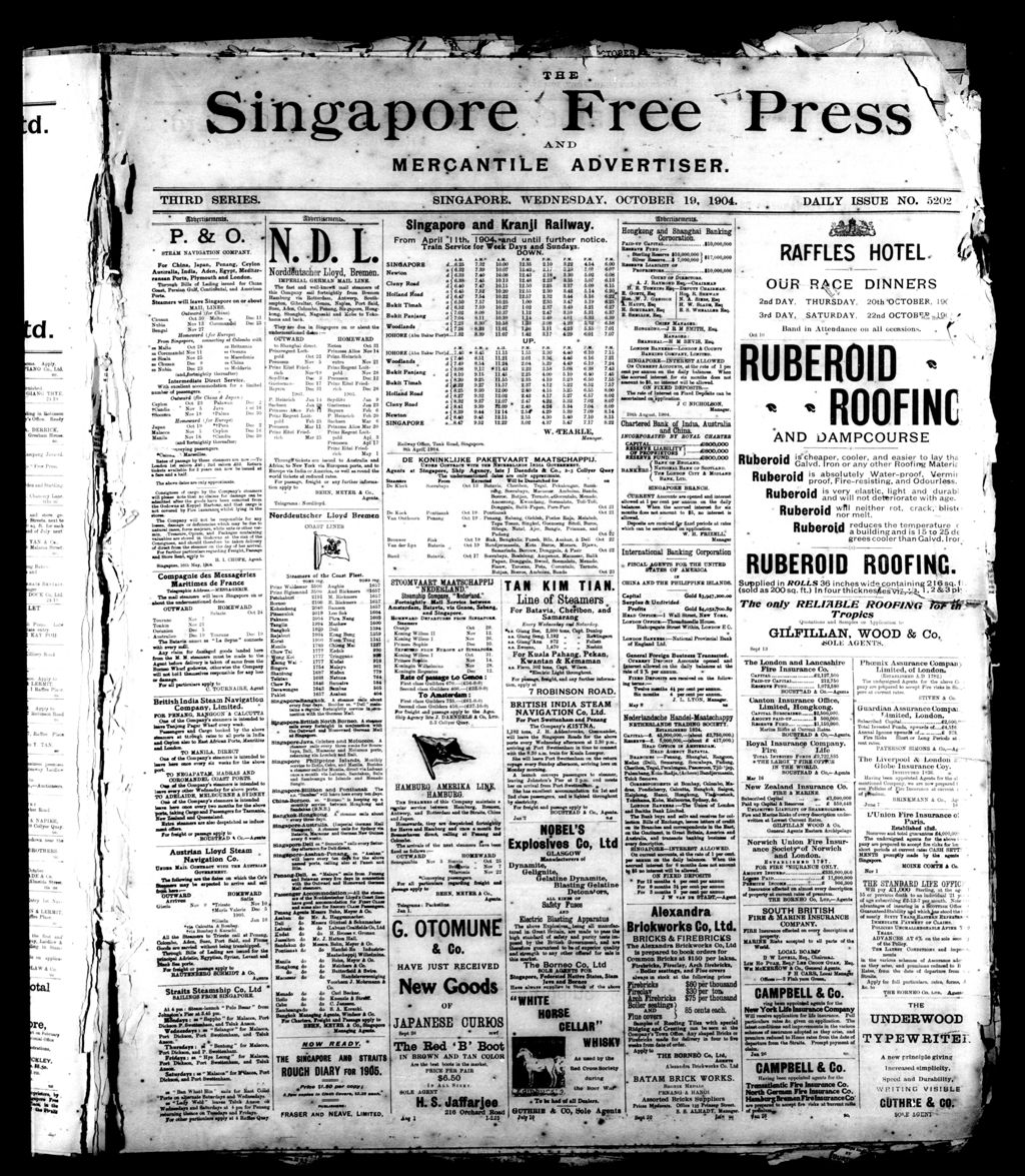 Miniature of Singapore Free Press and Mercantile Advertiser 19 October 1904