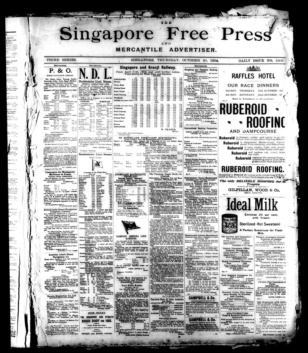 Miniature of Singapore Free Press and Mercantile Advertiser 20 October 1904