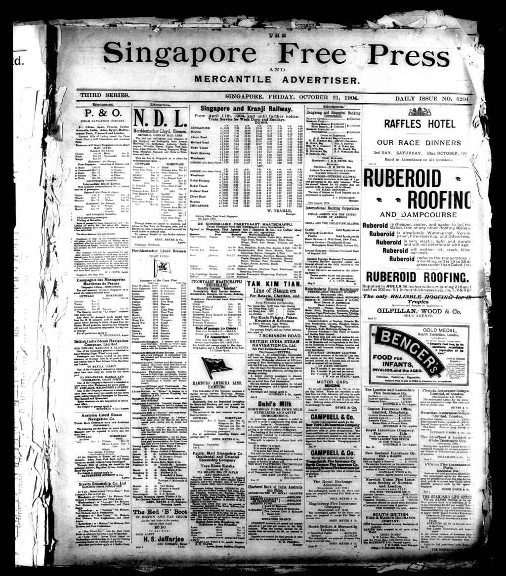 Miniature of Singapore Free Press and Mercantile Advertiser 21 October 1904