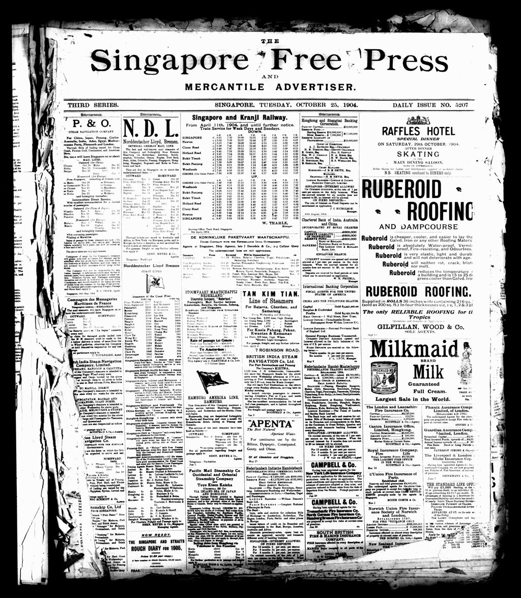 Miniature of Singapore Free Press and Mercantile Advertiser 25 October 1904