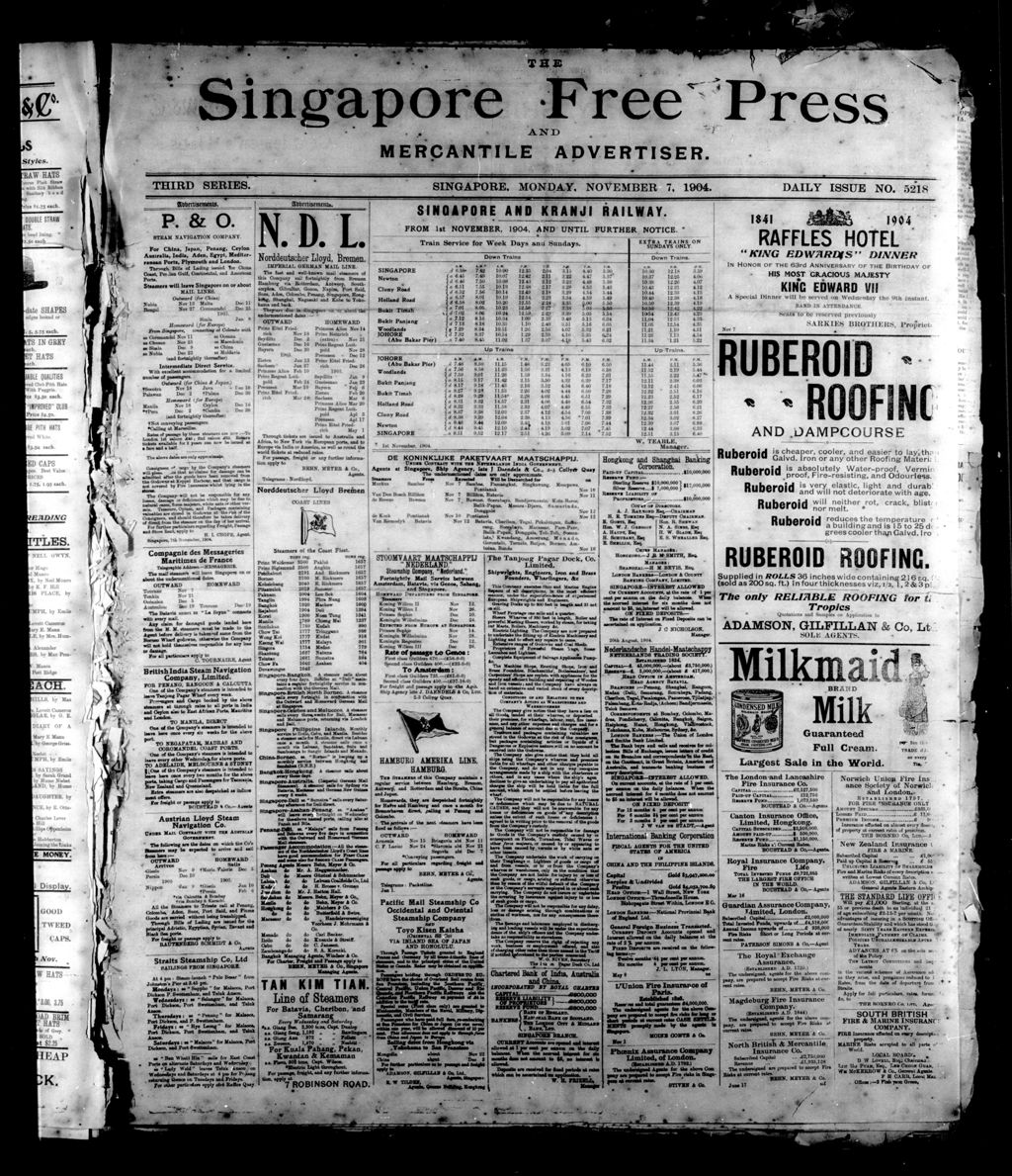 Miniature of Singapore Free Press and Mercantile Advertiser 07 November 1904