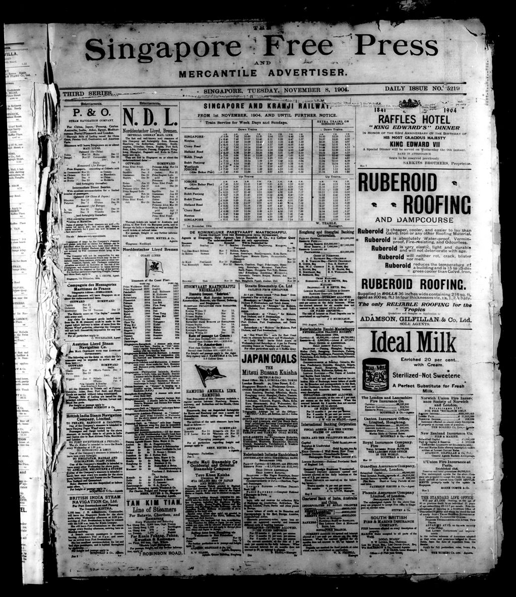 Miniature of Singapore Free Press and Mercantile Advertiser 08 November 1904