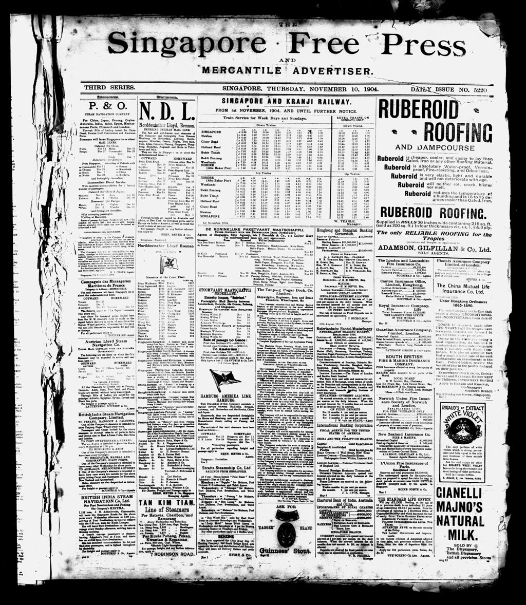 Miniature of Singapore Free Press and Mercantile Advertiser 10 November 1904