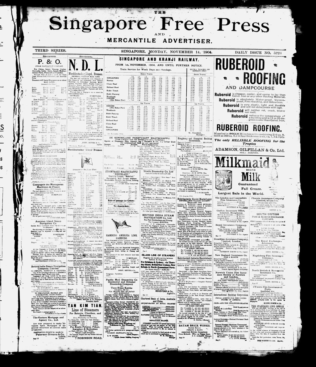 Miniature of Singapore Free Press and Mercantile Advertiser 14 November 1904