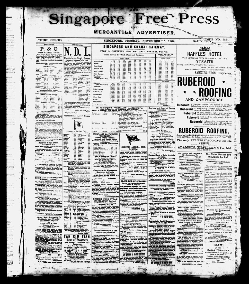 Miniature of Singapore Free Press and Mercantile Advertiser 15 November 1904