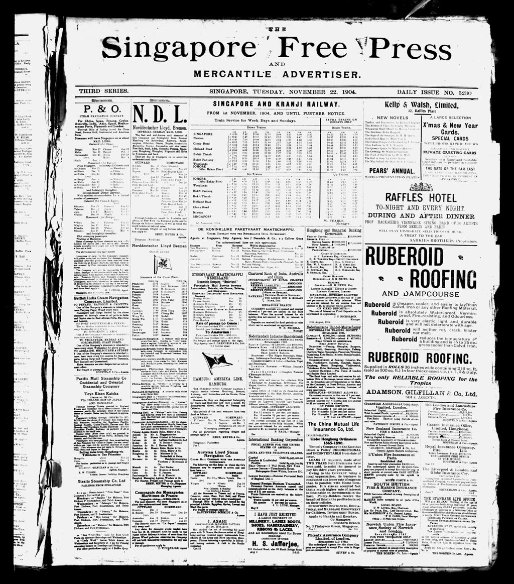 Miniature of Singapore Free Press and Mercantile Advertiser 22 November 1904