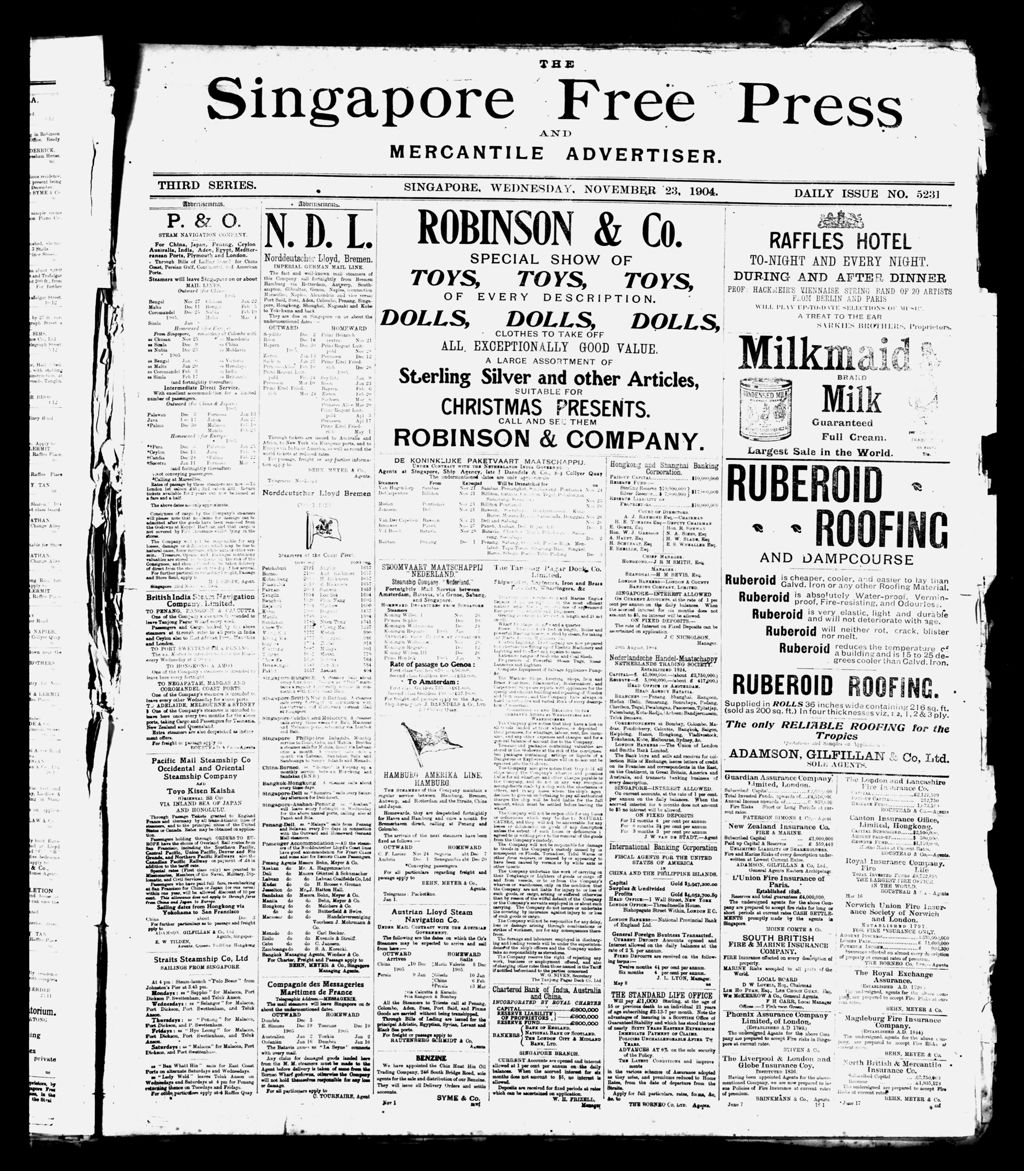 Miniature of Singapore Free Press and Mercantile Advertiser 23 November 1904