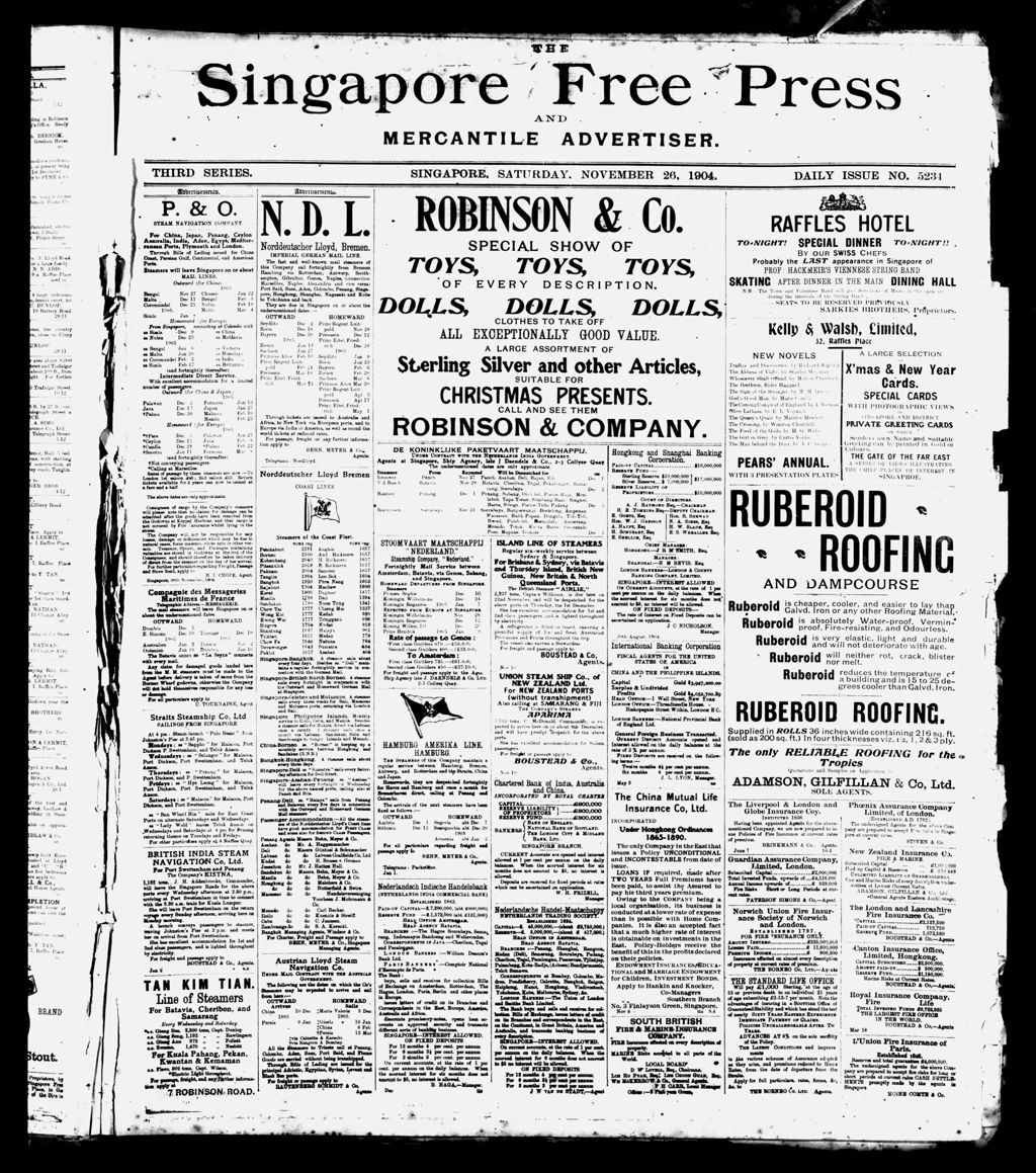 Miniature of Singapore Free Press and Mercantile Advertiser 26 November 1904