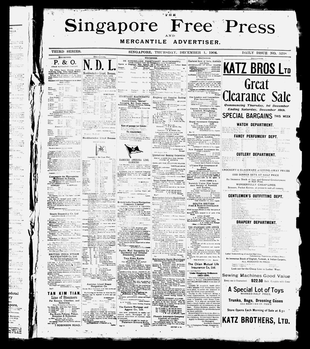 Miniature of Singapore Free Press and Mercantile Advertiser 01 December 1904