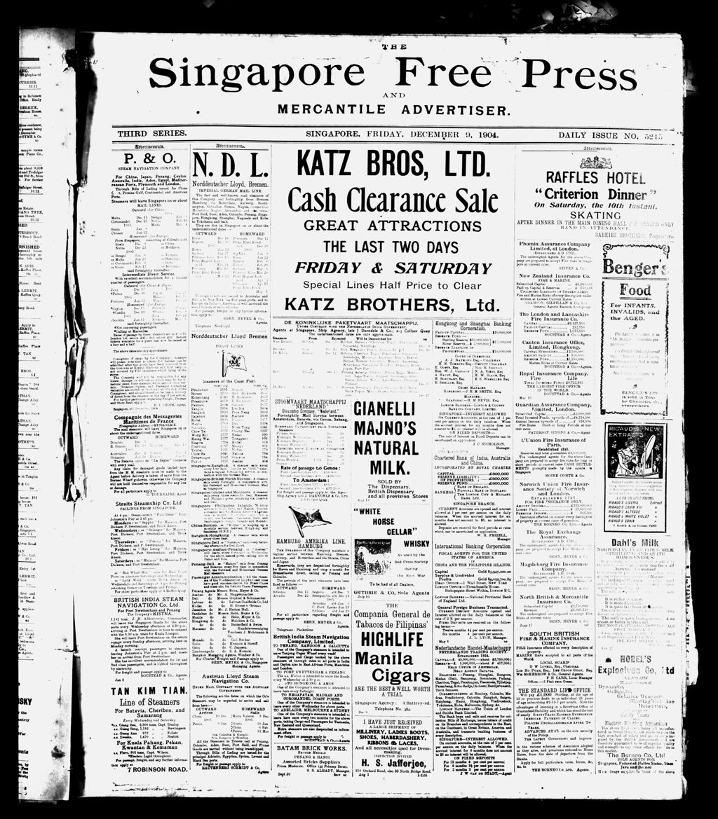 Miniature of Singapore Free Press and Mercantile Advertiser 09 December 1904