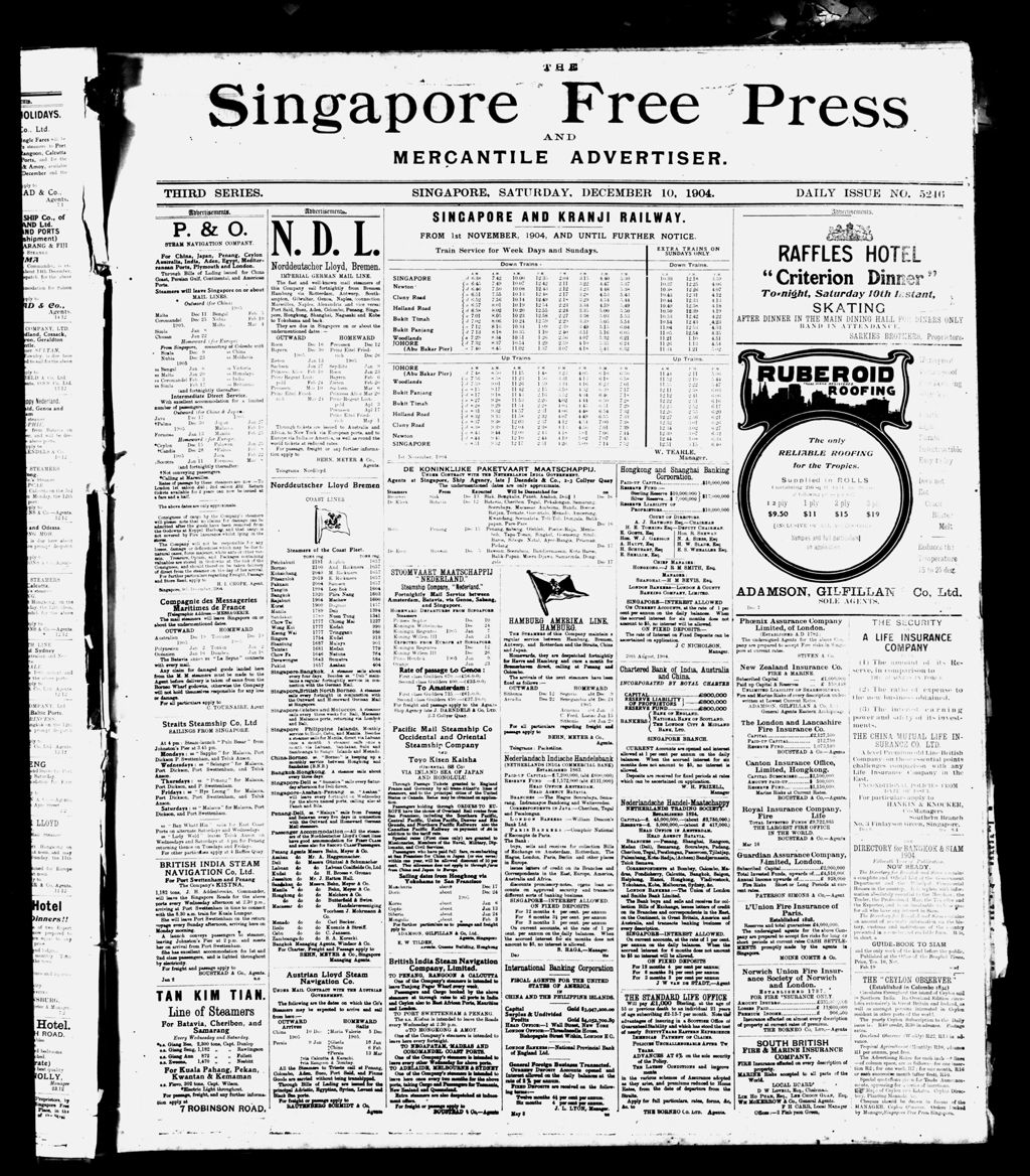 Miniature of Singapore Free Press and Mercantile Advertiser 10 December 1904