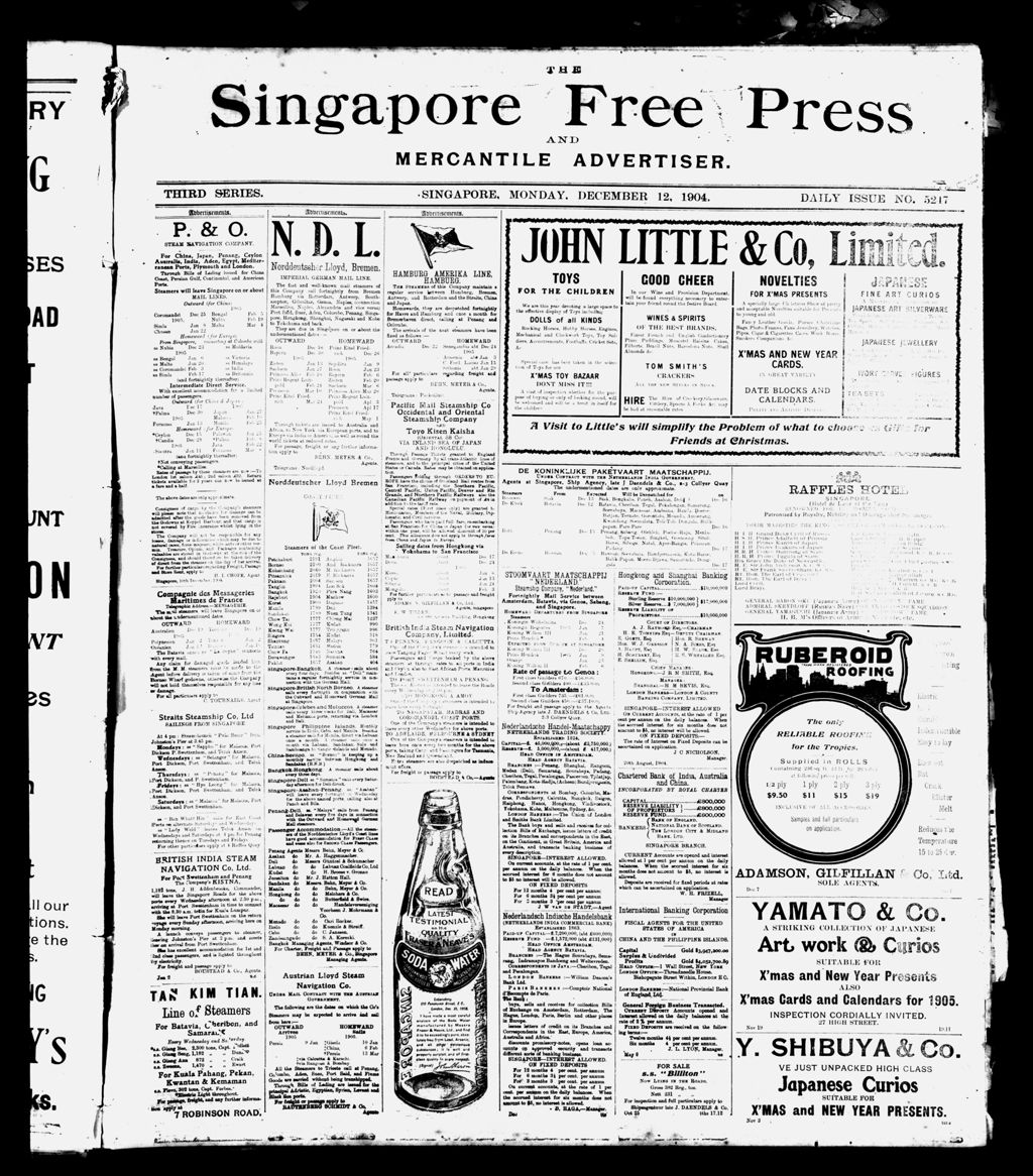 Miniature of Singapore Free Press and Mercantile Advertiser 12 December 1904