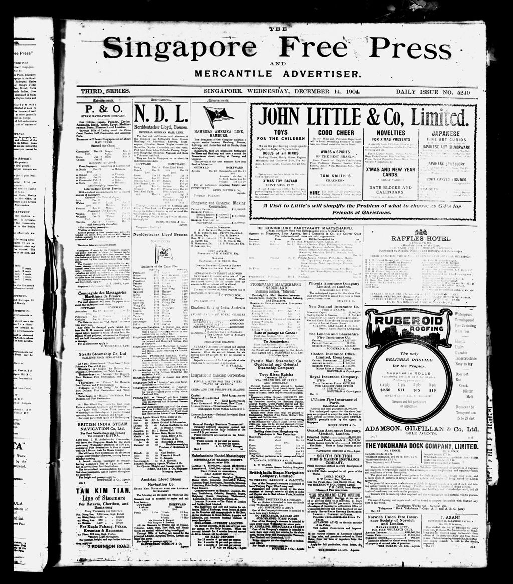 Miniature of Singapore Free Press and Mercantile Advertiser 14 December 1904